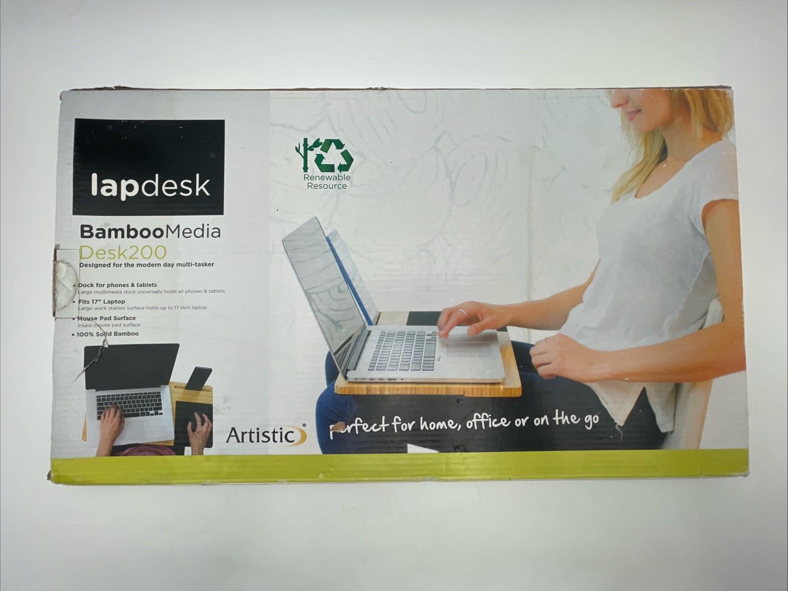 Artistic Bamboo Media Desk 200 Wood Lap Desk Fits Up To 17” Tablet iPad Computer