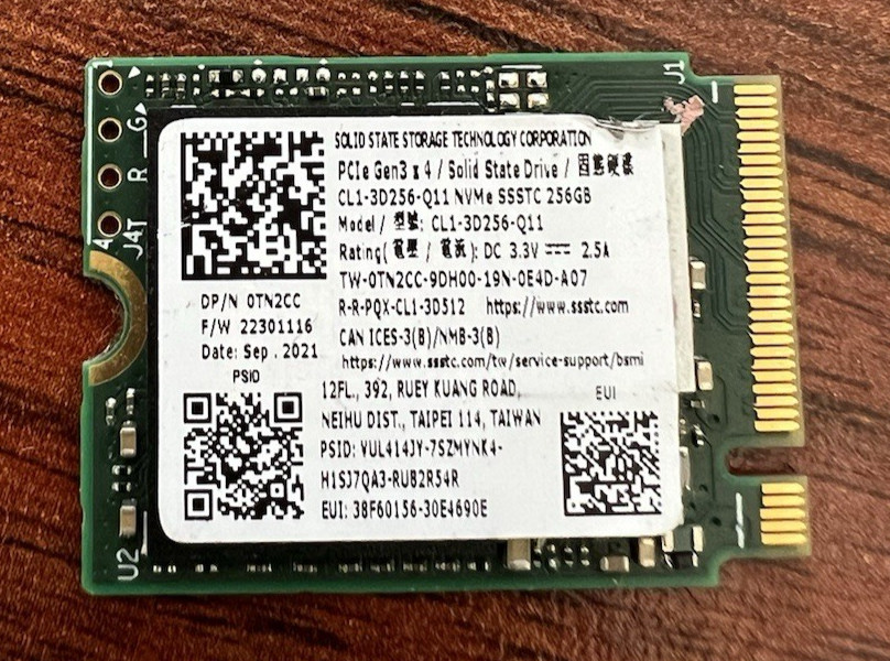 SSSTC 256GB PCIe 3.0 NVMe SSD 2230 CL1-3D256-Q11 / 0TN2CC