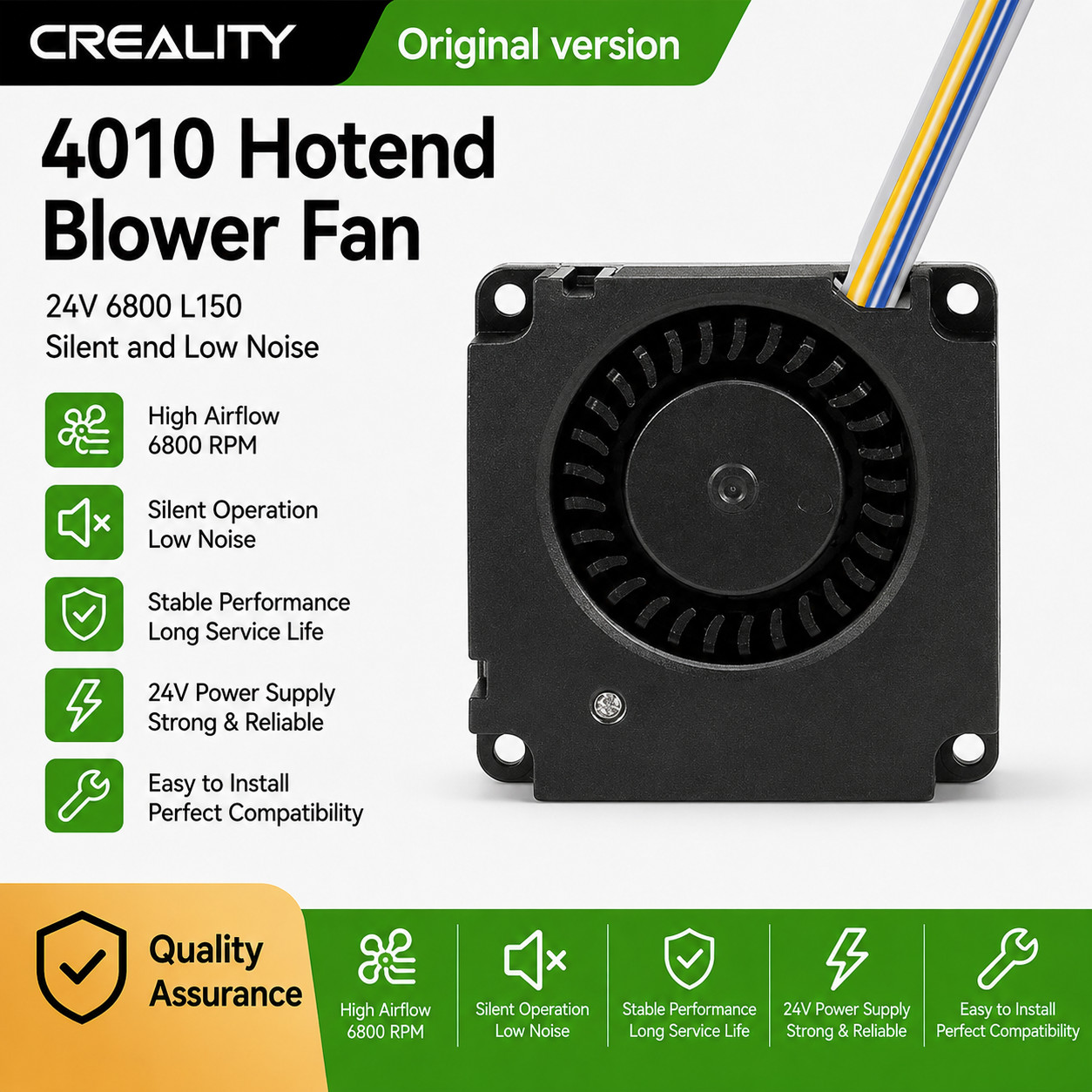 CREALITY 4010 Hotend Blower Fan 24V_6800_L150 Silent and Low Noise Original Part