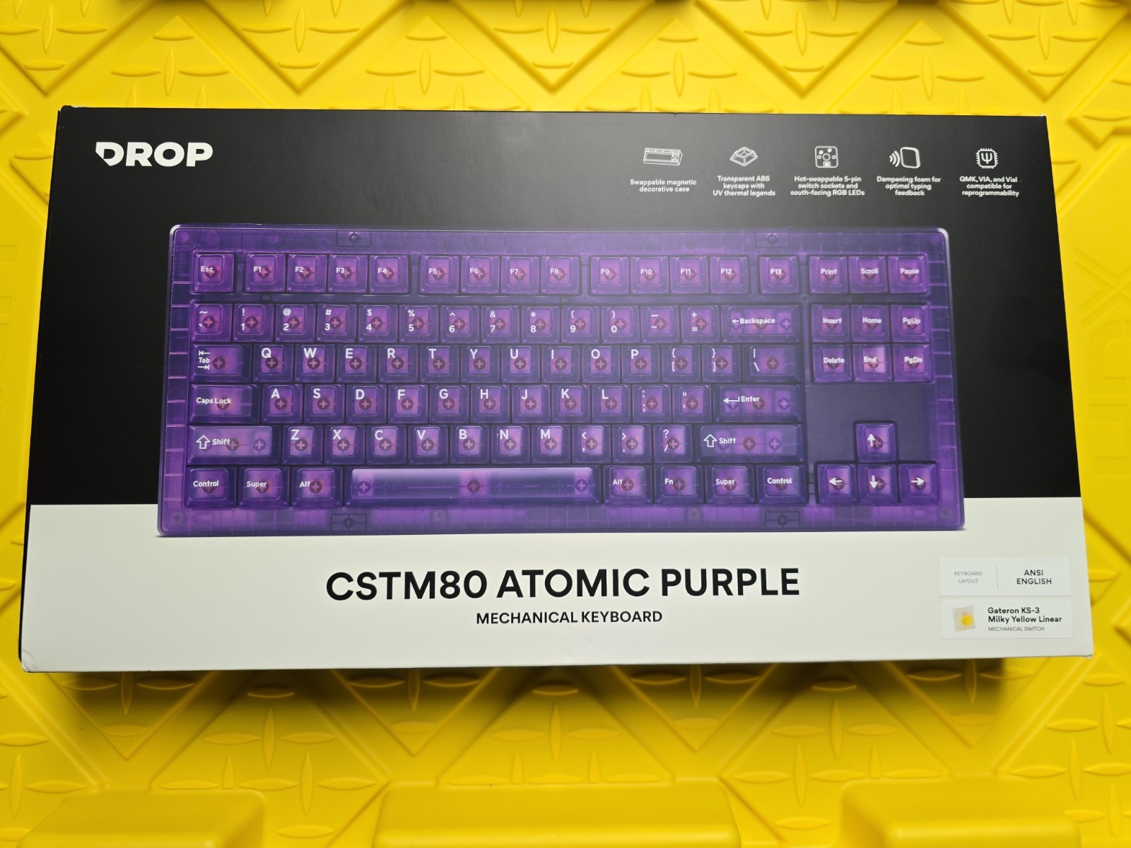 Drop CSTM80 Atomic Purple Wired Mechanical Keyboard Illuminated QWERTY English