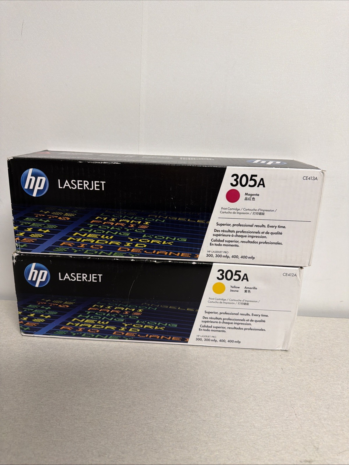 GENUINE Lot of 2 HP 305A Toner x2 magenta CE413A yellow CE412A