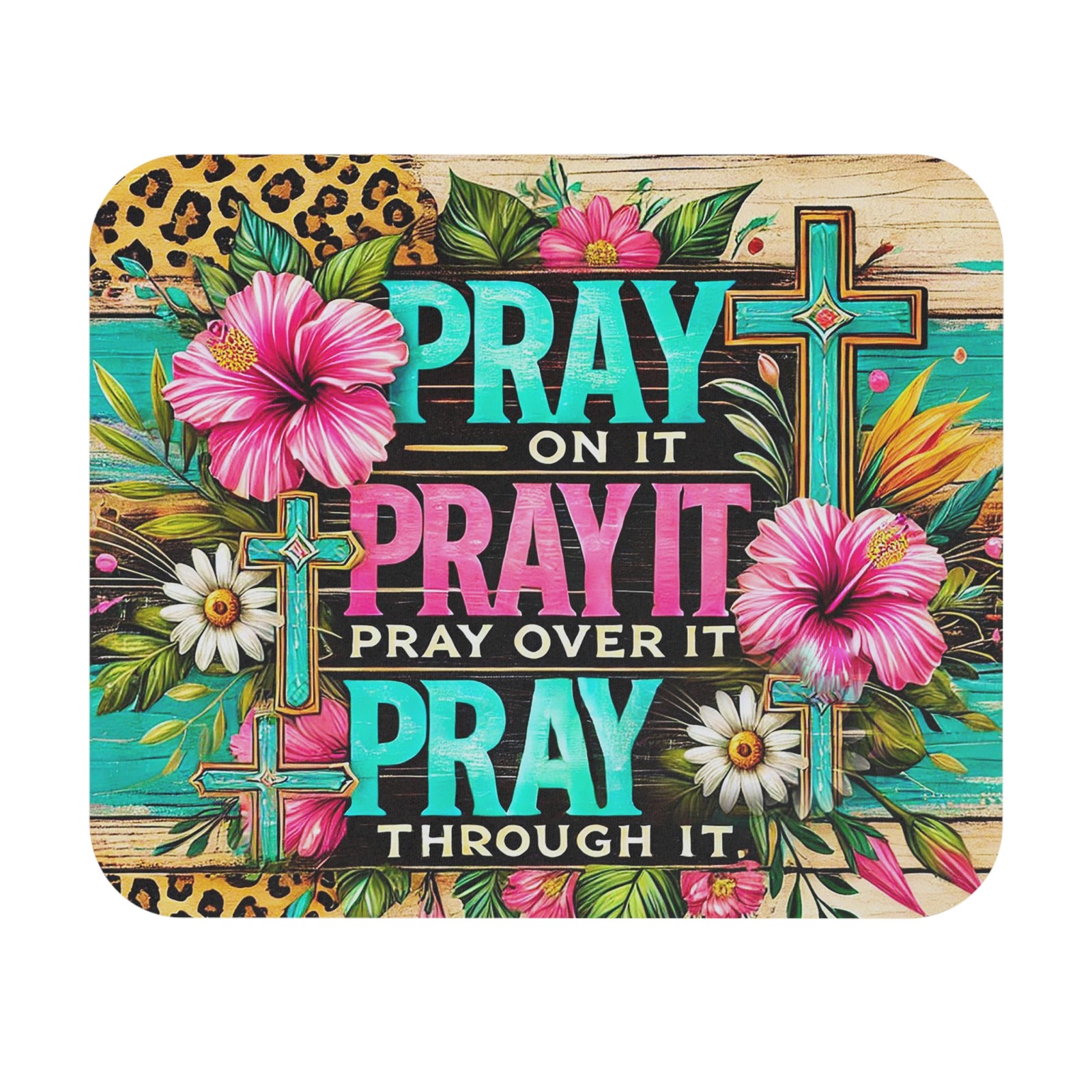 Leopard Floral Prayer Mouse Pad, Inspirational Office Decor, Flower  Pad