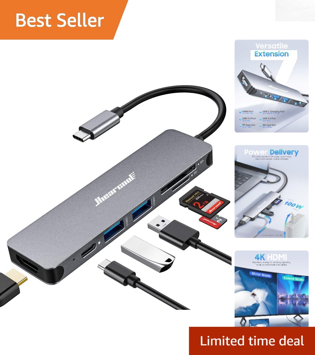 Ultimate 7-in-1 USB C Hub: High-Speed 4K HDMI, Power Delivery & USB Ports