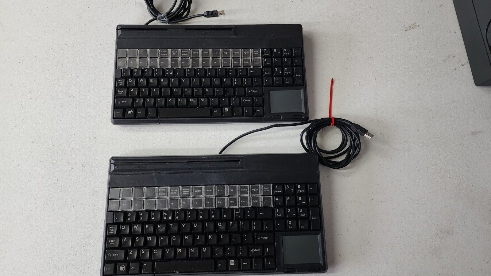 Lot of 2 CHERRY SPOS G86-61401 USB Black Keyboards w/ Touchpads TESTED