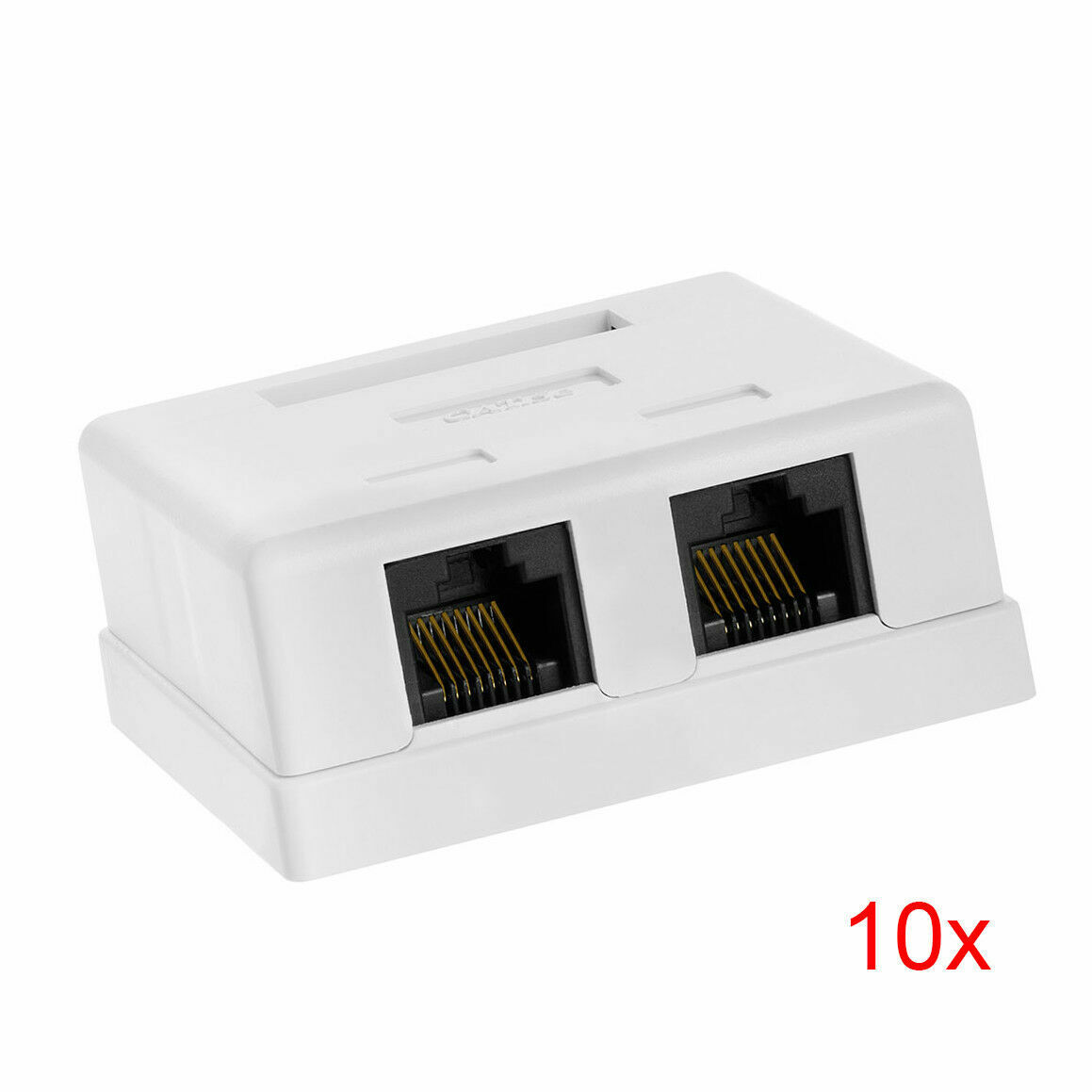 10pcs 2-Port (Dual Port) Cat5e RJ45 Ethernet Surface Mount Box w/ Keystone Jack 