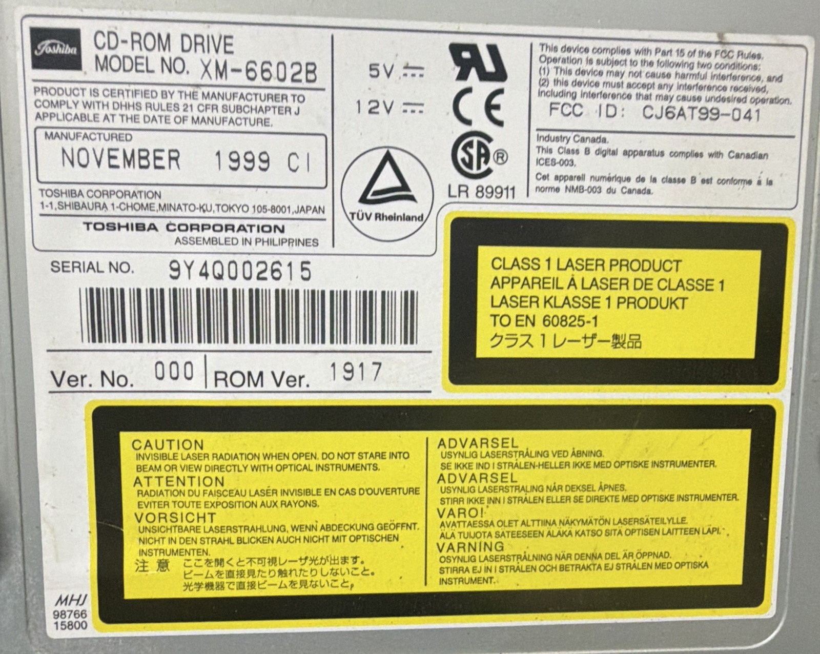 Toshiba XM-6602B Internal IDE CD-ROM Drive Beige 5.25 in for PC