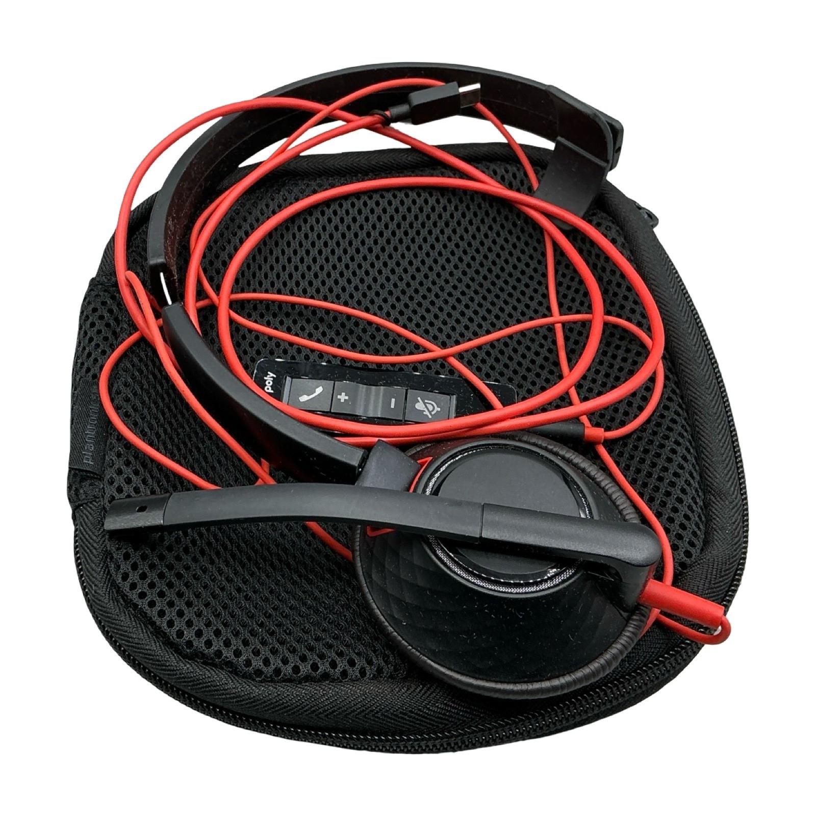 Poly Blackwire 5200 USB-C Monaural Headset Black Red Noise Canceling BW5200 Case