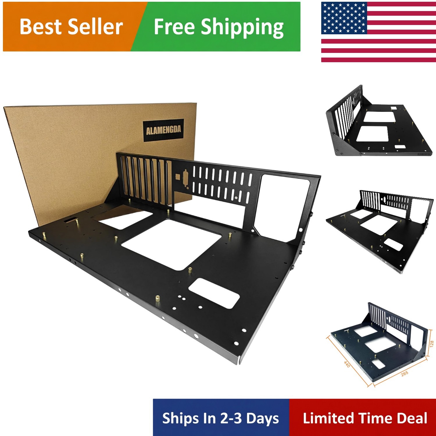 High-Performance Open Air Chassis for ATX/M-ATX/ITX - Black Alloy Steel Finish