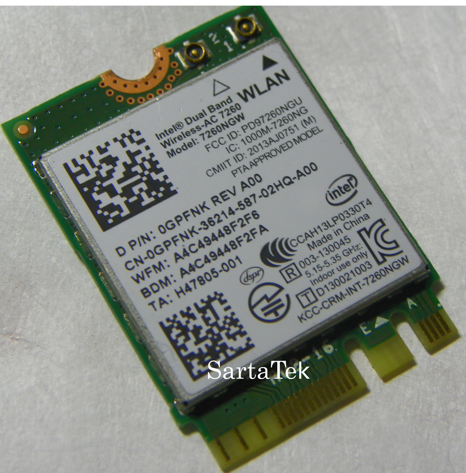 New Dell GPFNK Dual Band Wireless-AC 7260 7260NGW abgn+ac Bluetooth 4 PCIe NGFF