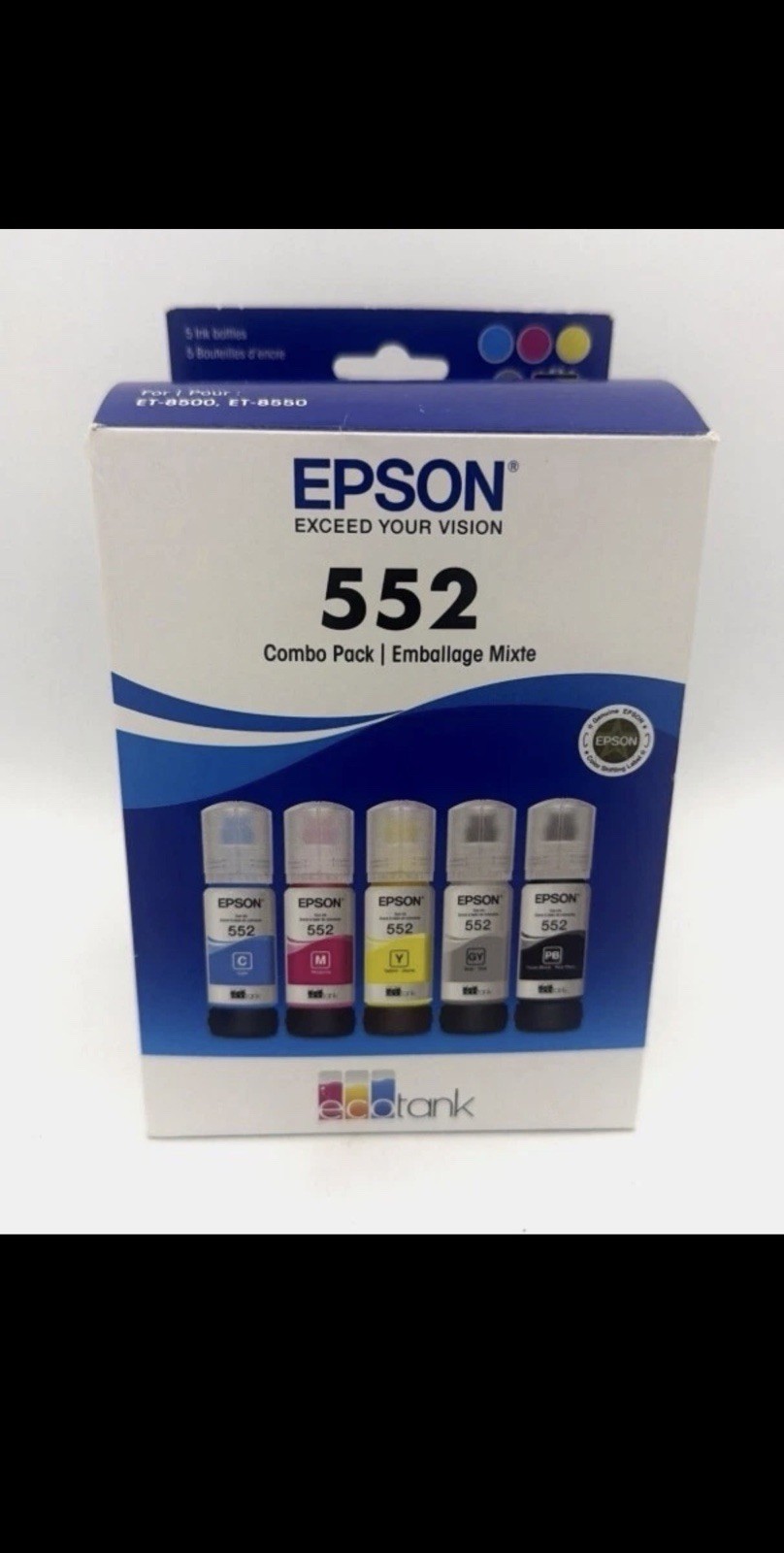Genuine Epson 552 Ink Bottle 5-Pack T552920-S ET-8500 ET-8550 EcoTank OEM (2027)