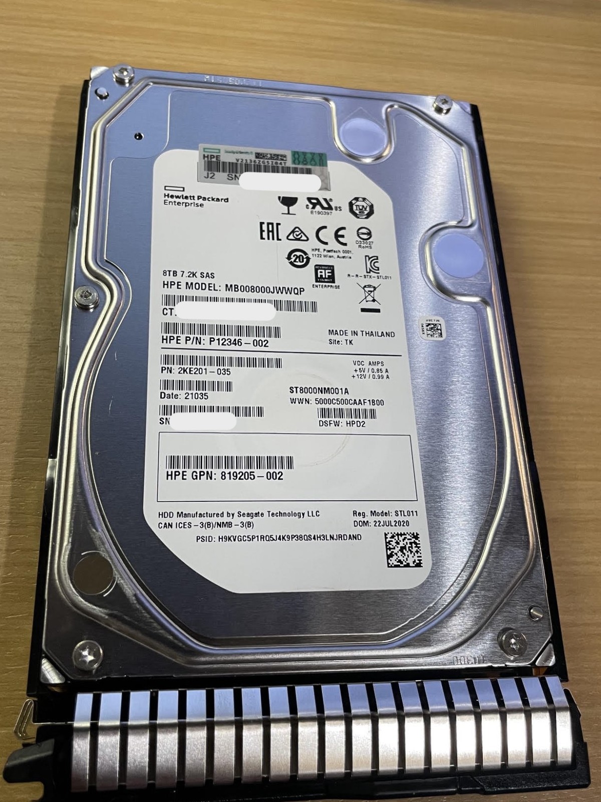 NOB HPE SPS-DRV HDD 8TB 12G SAS 7.2K LFF MDL SC