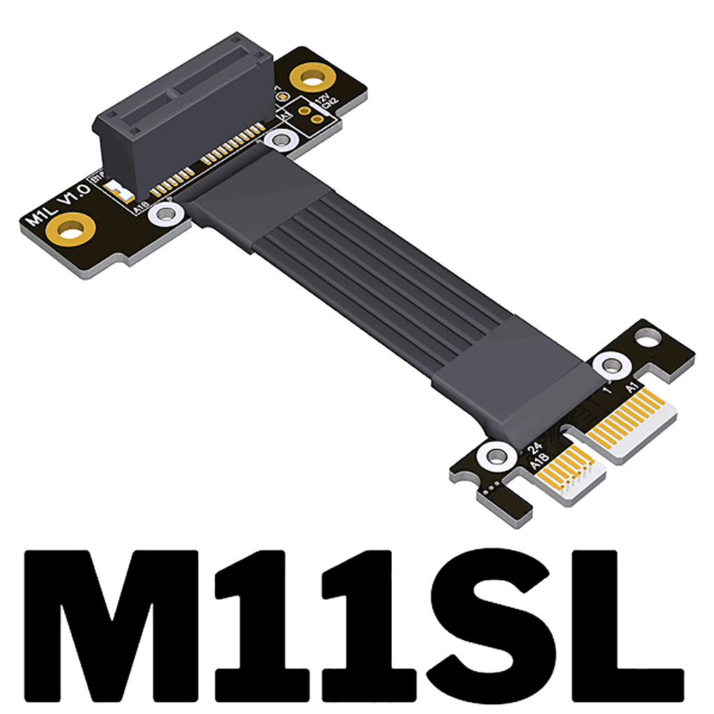 PCIe x1 to x1 Extension Cable 90° Dual Right Angle PCI-E 3.0 4.0 Adapter Cable