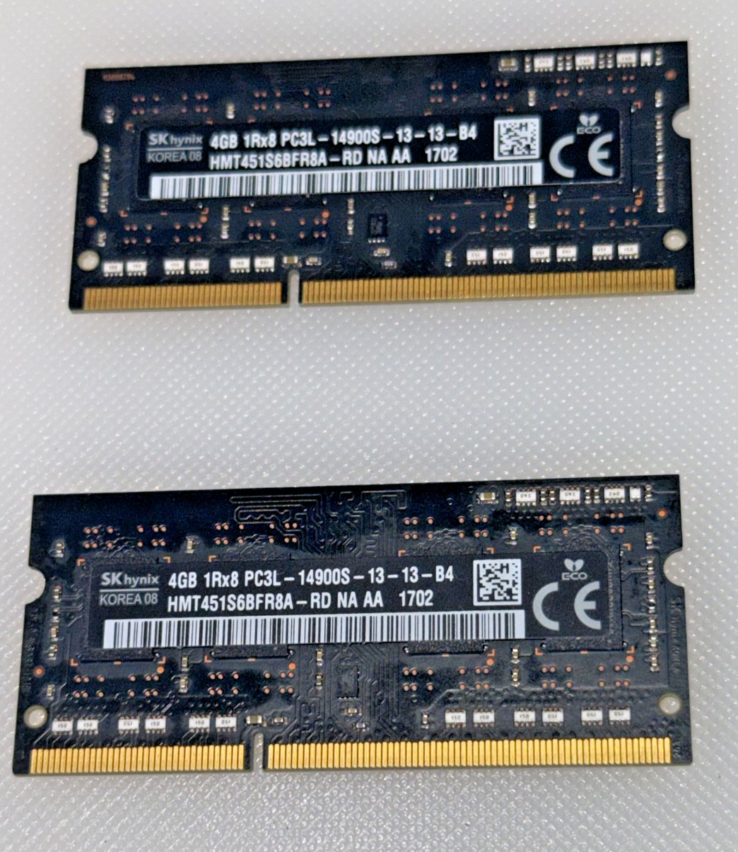 2ea HYNIX 4GB  PC3L -14900S-13-13-B4 HMT451S6BFR8A-RD  SO-DIMM Memory 2015 IMAC