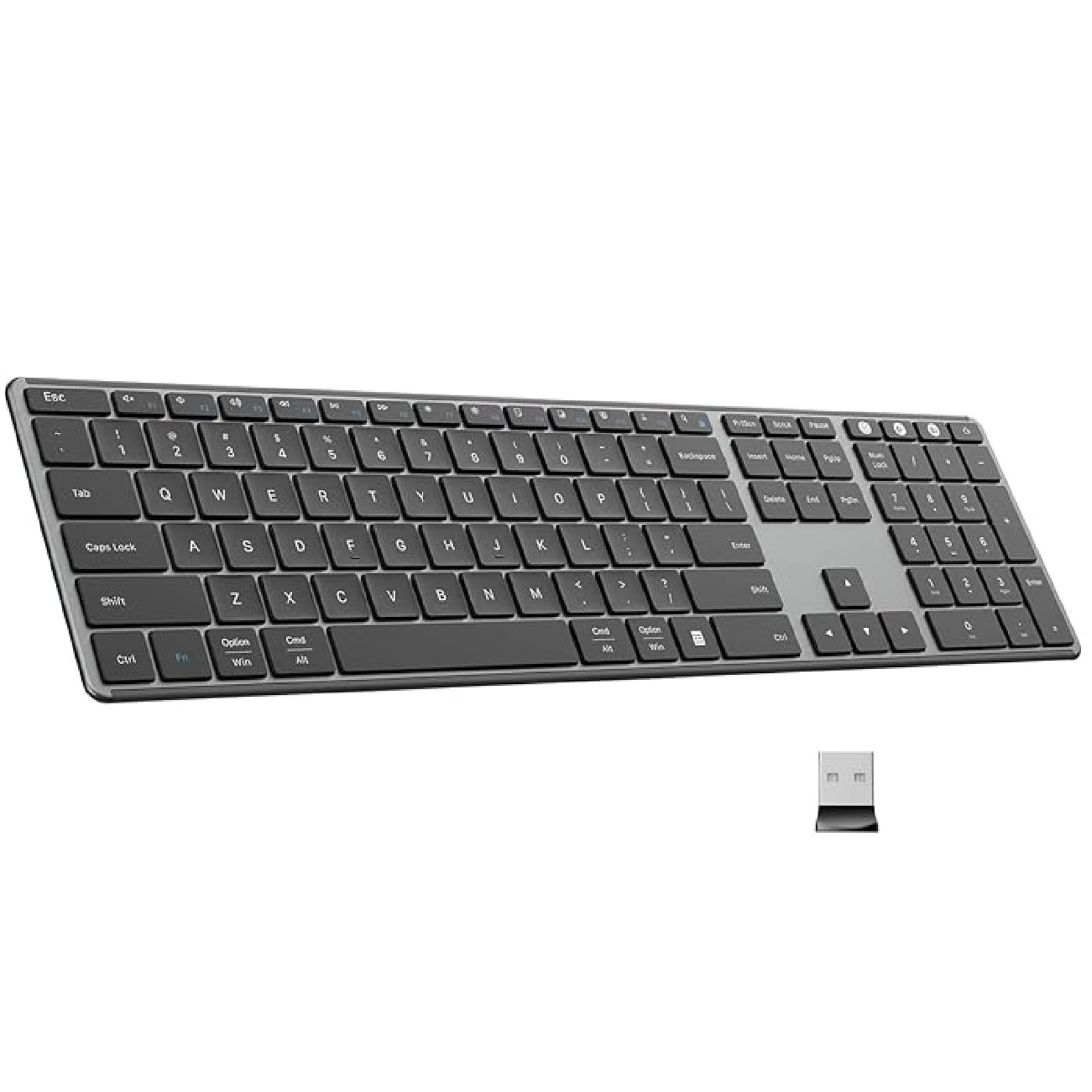 AUSDOM 2.4G Wireless Bluetooth Keyboard Full Size, Quiet Slim Multi-Device