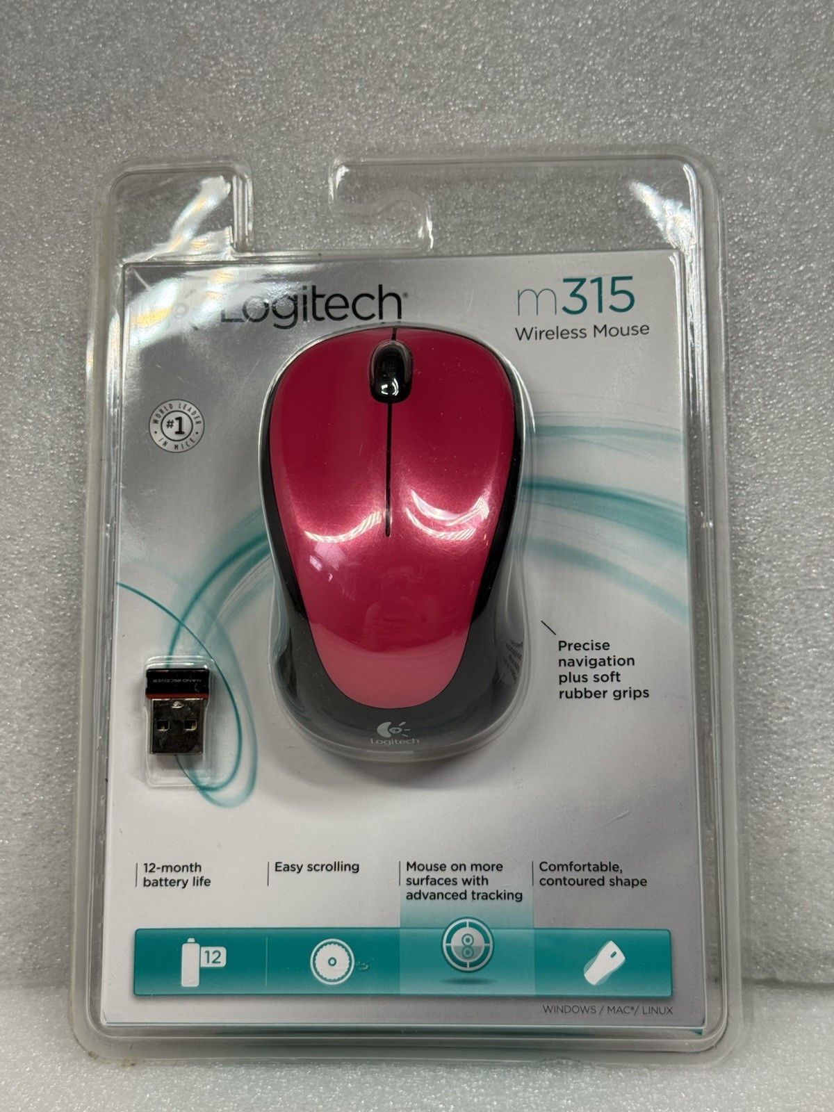Logitech M315 Wireless Mouse Pink Crush (910-003133) - Brand New