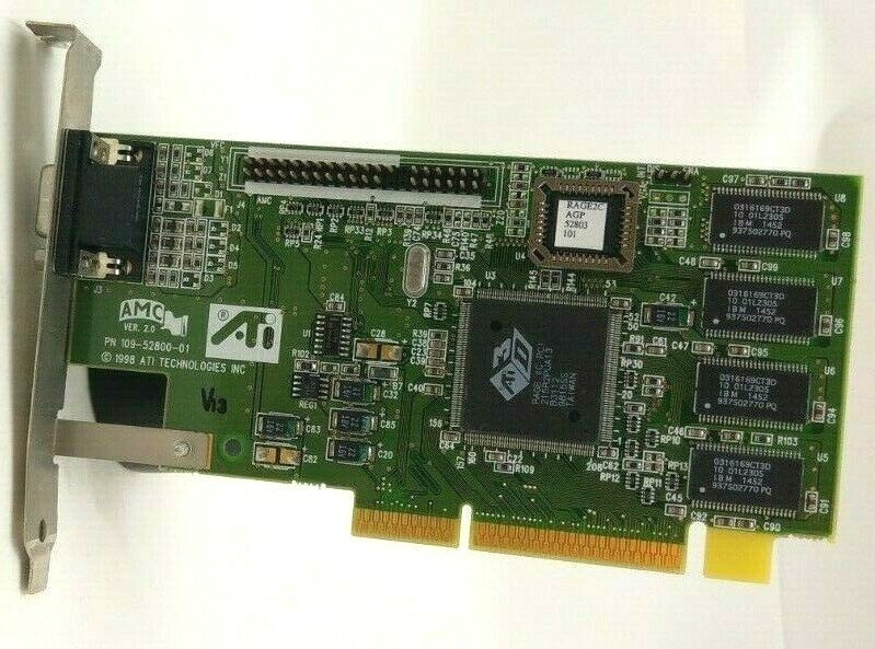 Vintage ATI Rage2C 109-52800-01 VGA Out AGP Video Card