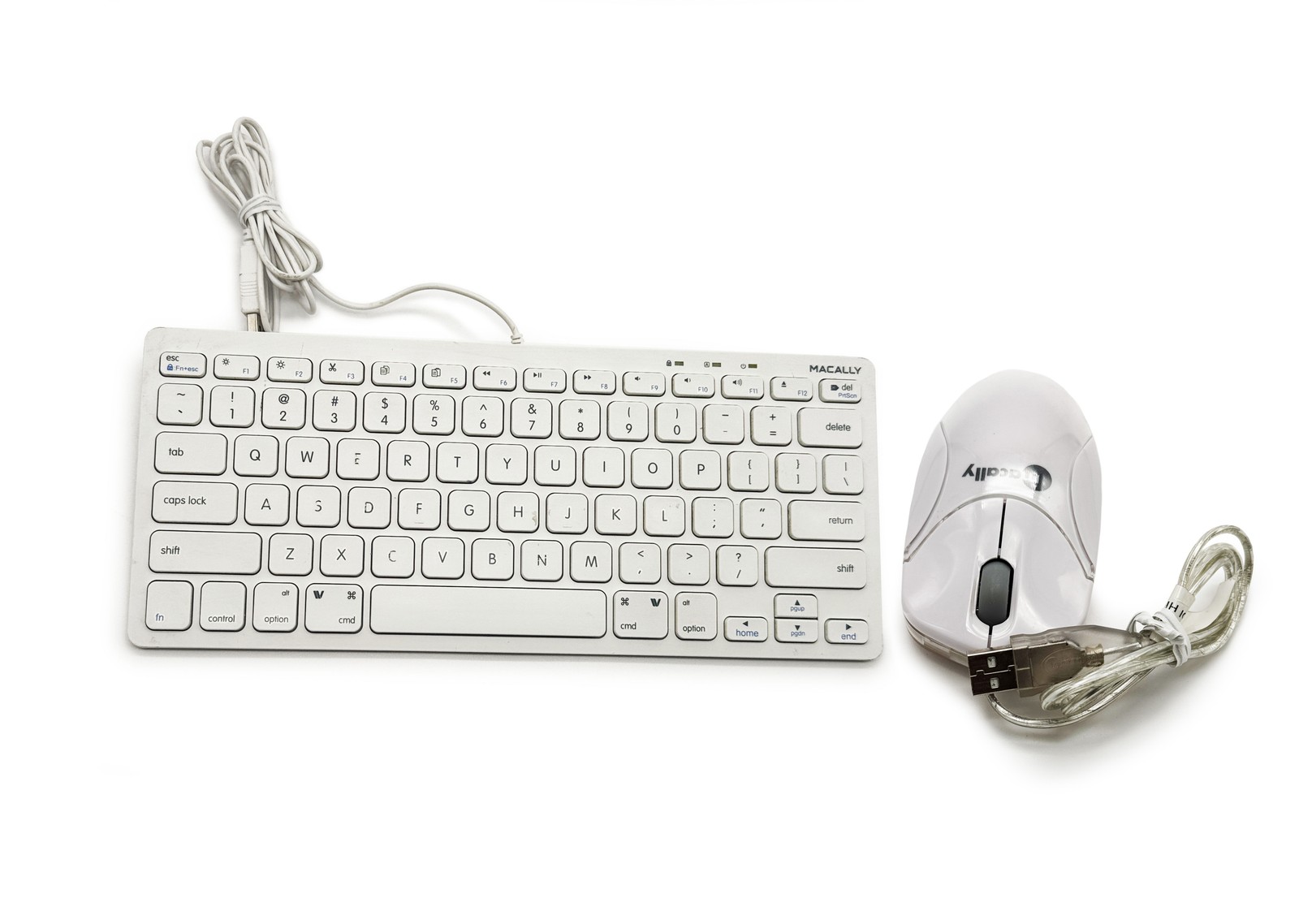 Macally SLIMKEYC Compact USB Wired Keyboard + Ice JR Optical Mini Mouse - White