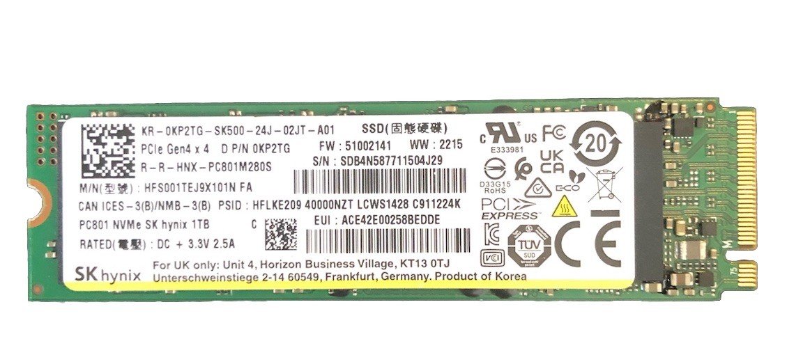 SK Hynix 1TB PC801 M.2 2280 Opal 2.0 NVMe SSD (HFS001TEJ9X162N)