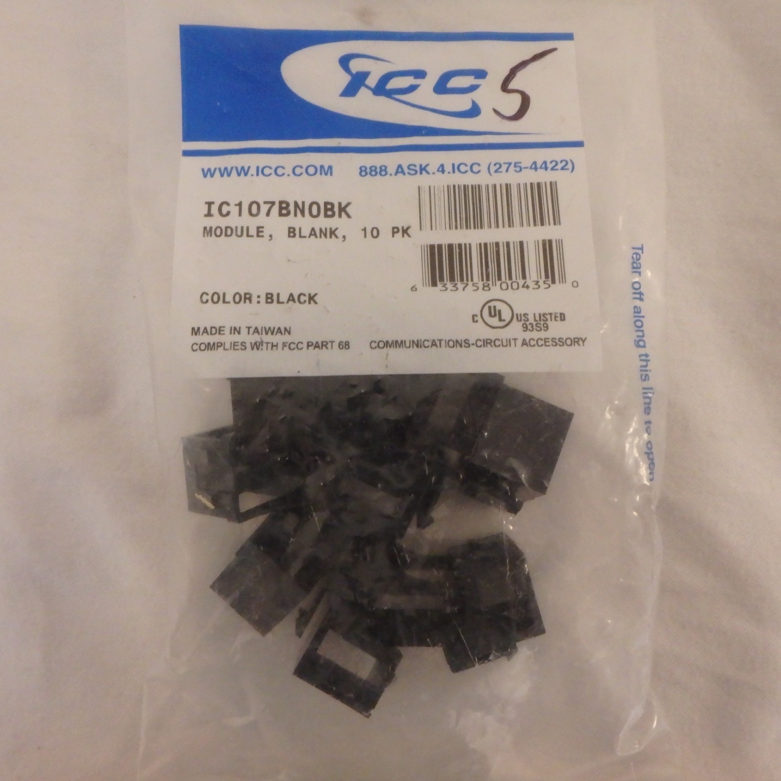 ICC-INSERT-BK IC107BN0BK - Blank Mod Connect 10PK BLACK