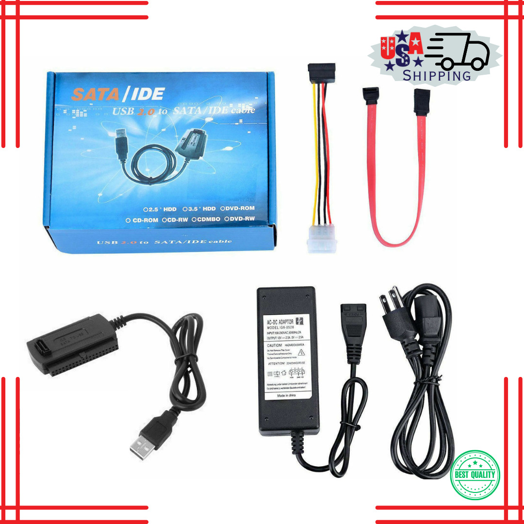 USB 2.0 to IDE SATA SATA 2.5 3.5 Hard Drive HD HDD Converter Adapter Cable OB