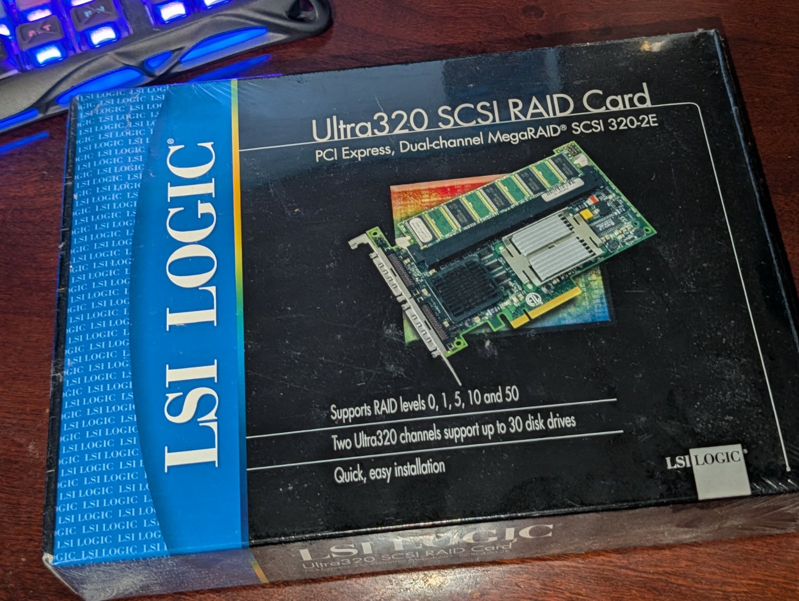 LSI Dual Ultra320 U320 PCIe x8 w/ 128MB MegaRAID Card HBA SCSI320 BNIB NEW MINT