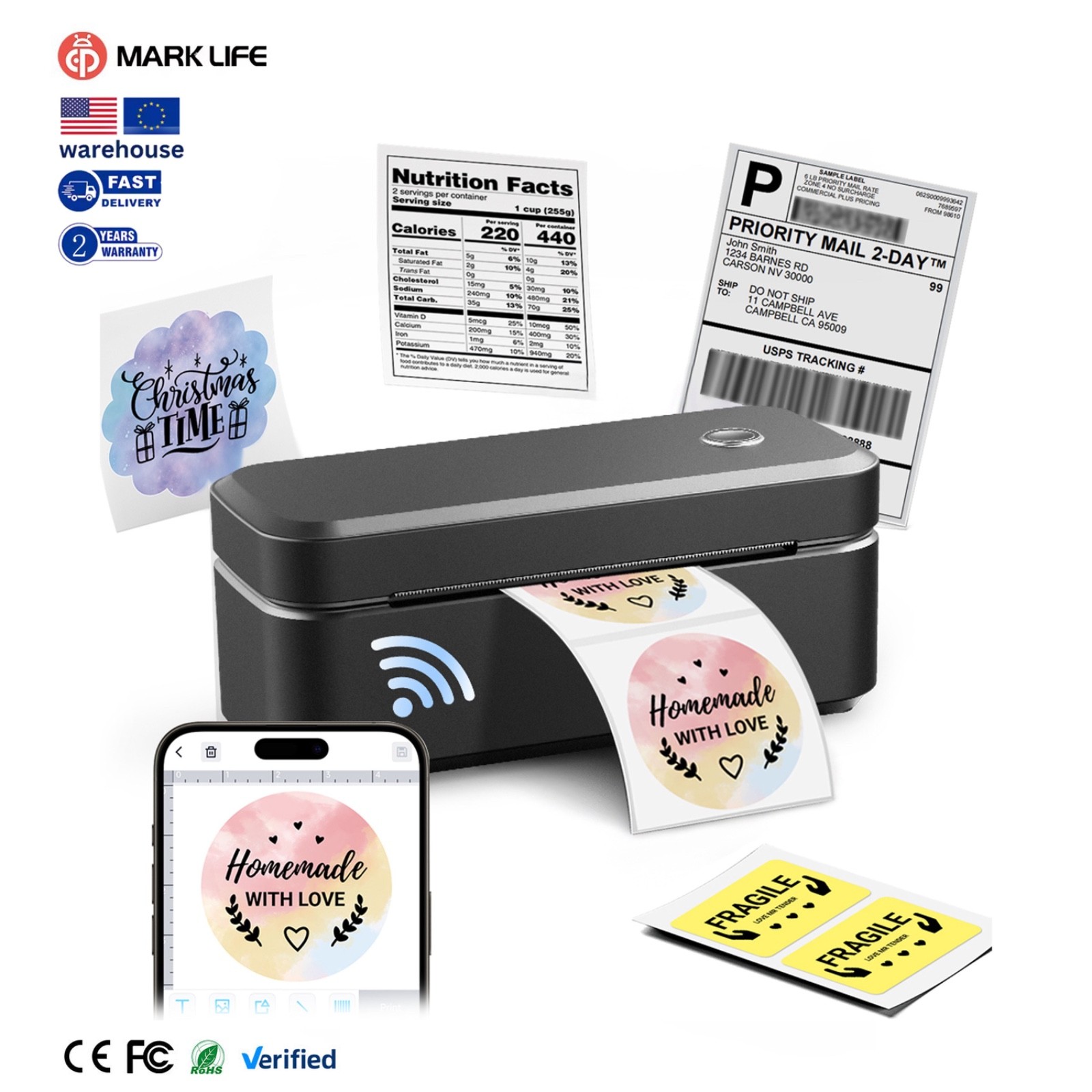 Label Printer 4x6 Thermal Paper Barcode Maker with ASIN/UPC