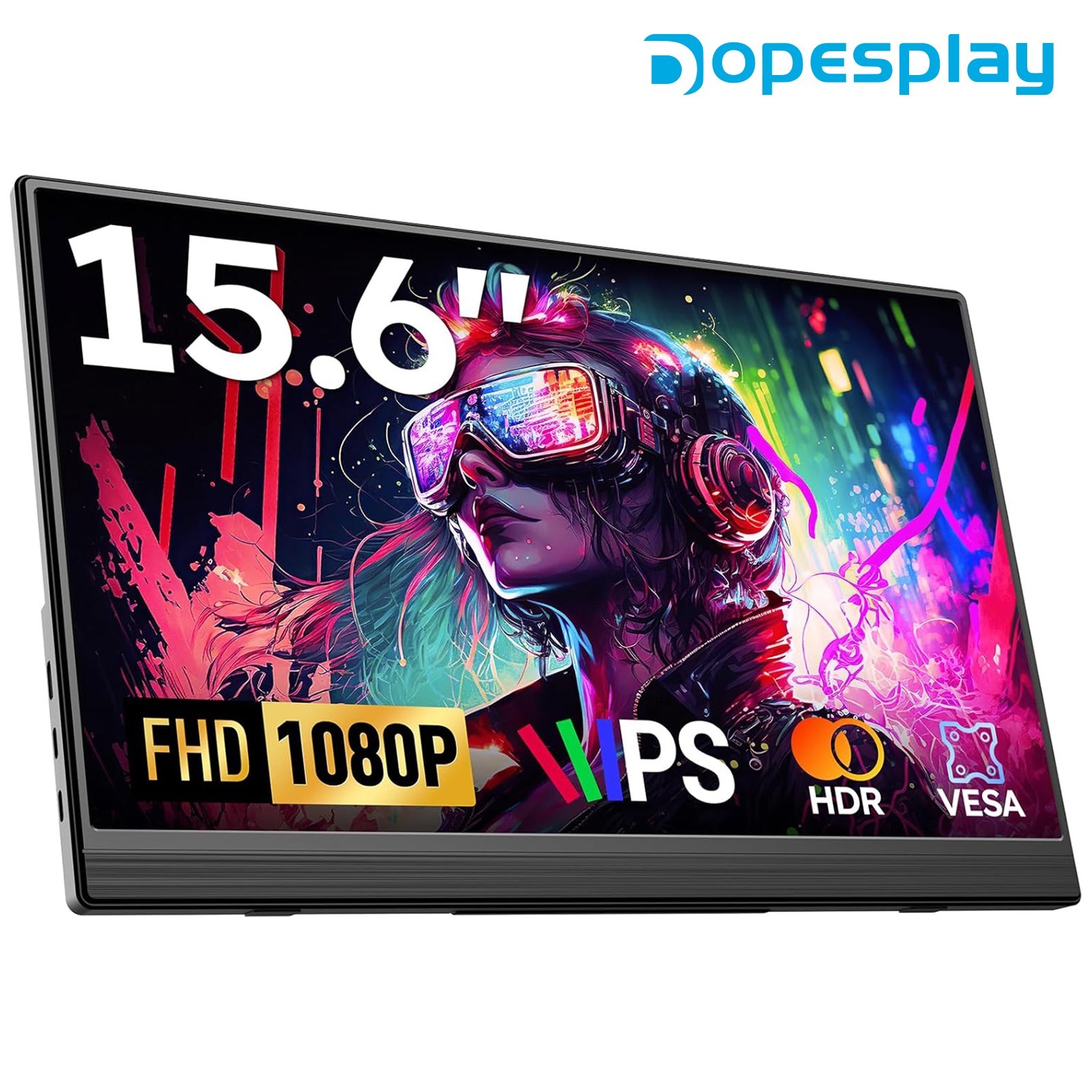 Used | 15.6" Dopesplay Portable Monitor 1080P FHD USB HDMI HDR Speakers PC Phone
