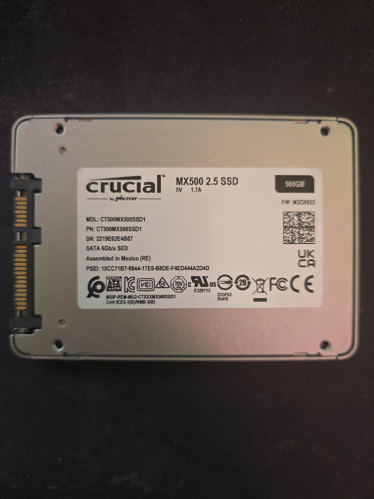 Crucial MX500 500 GB,Internal,2.5 inch (CT500MX500SSD1) Solid State Drive