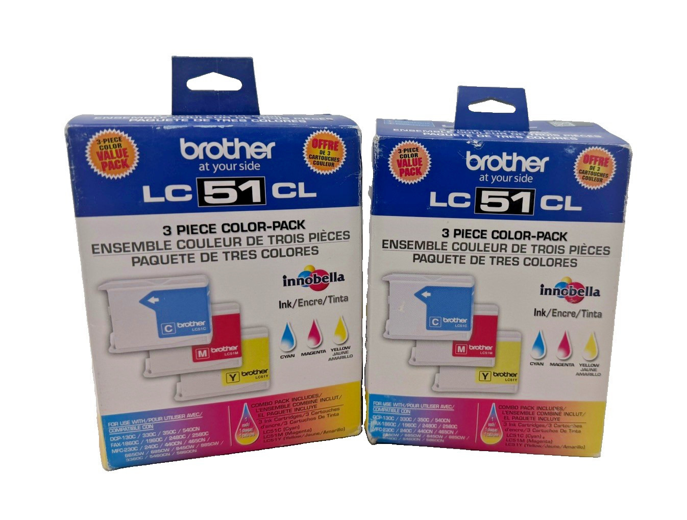 Lot 2 Genuine Brother LC51CL LC513PKS CMY Color Ink 3-Pack OEM NOS