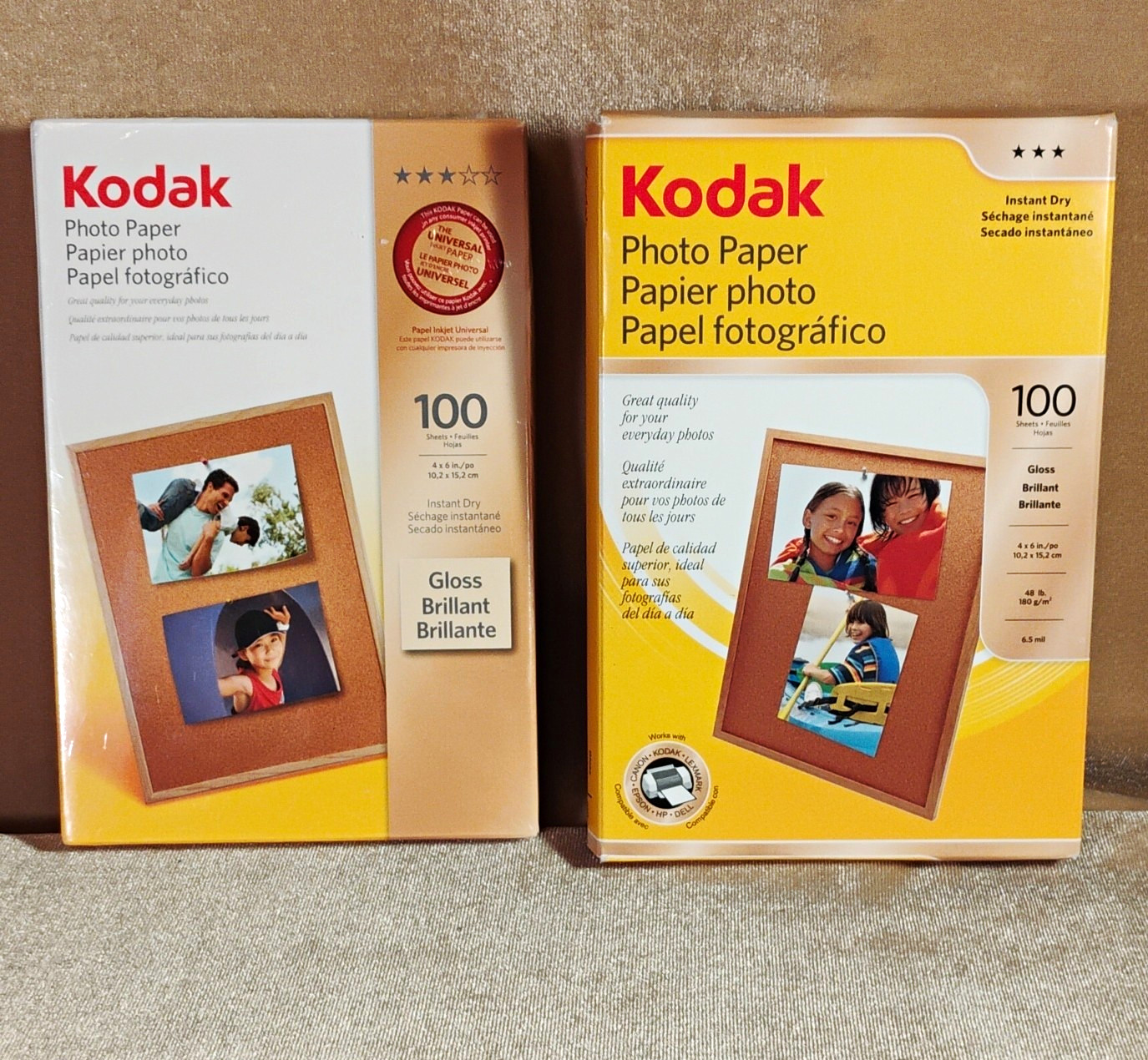 Kodak lot of 2 Gloss Photo Paper 4x6 100 Sheets Inkjet White CAT 174 3327