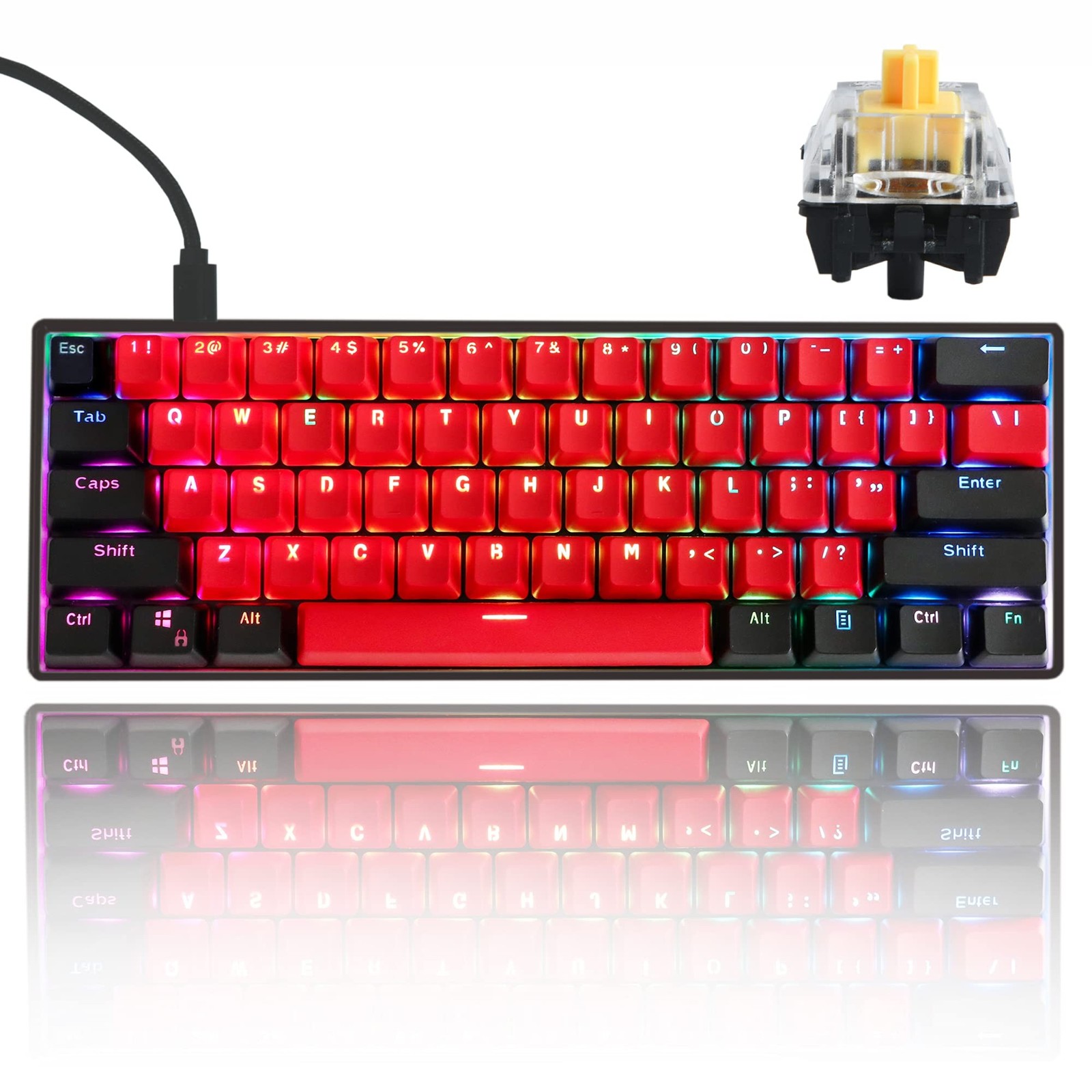 GTSP Gk61 SK61 60% Mechanical Keyboard, Custom Hot Swappable 60 Percent Gamin...