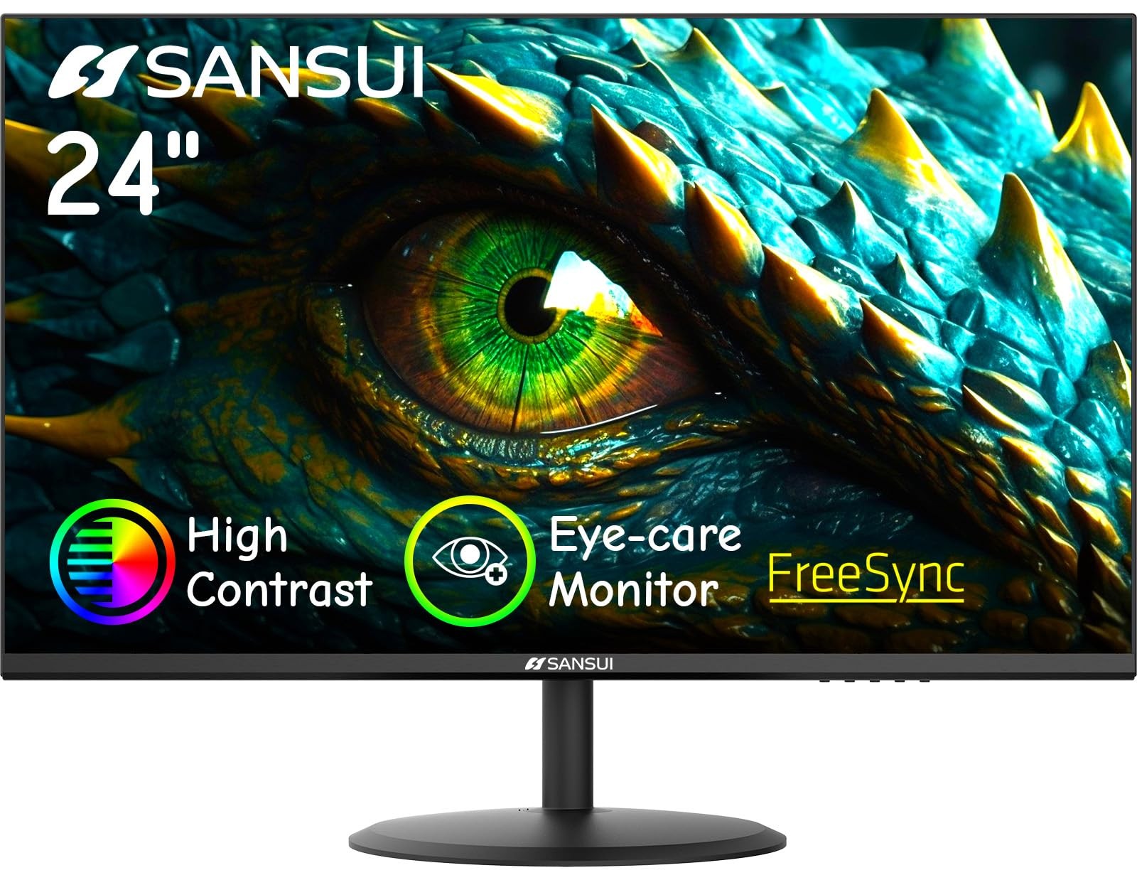 Computer Monitor 24 inch Eye Care FHD 1080P Display HDMI,VGA Ports with 178° ...