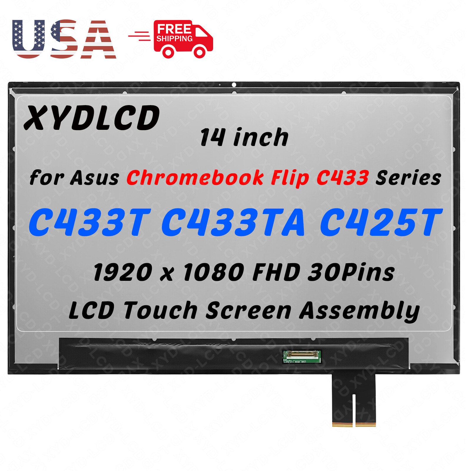 14" for Asus Chromebook Flip C433T C433TA-AJ0005 LCD Touch Screen Replacement A+