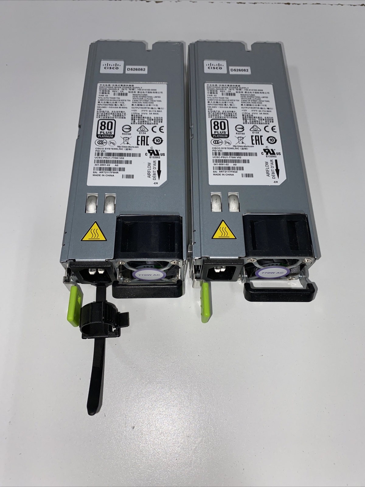 Lot of (2) CISCO 700-014160-0000 80 PLUS PLATINUM 770W SWITCHING POWER SUPPLY