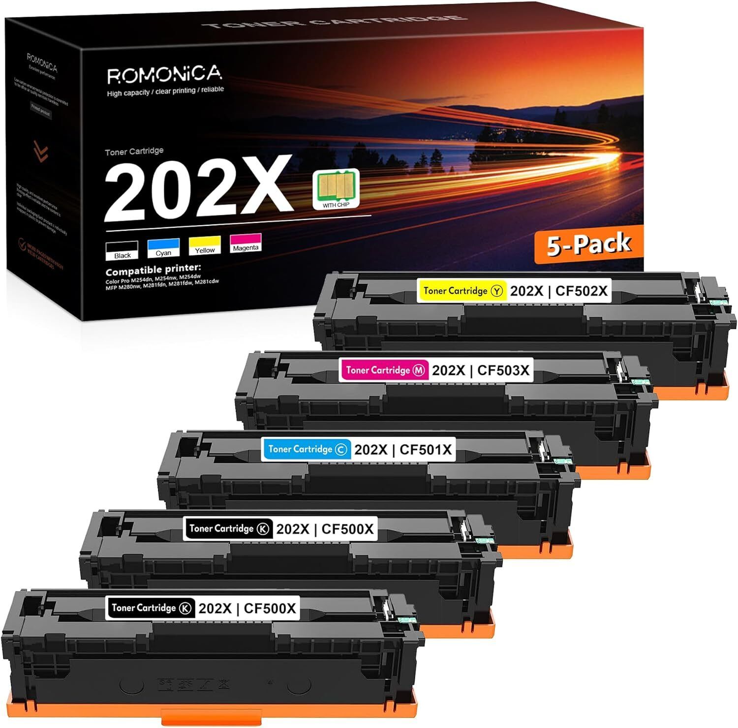 202X Toner Cartridge Replacement for HP Pro M254nw M254dw MFP M281cdw M280nw