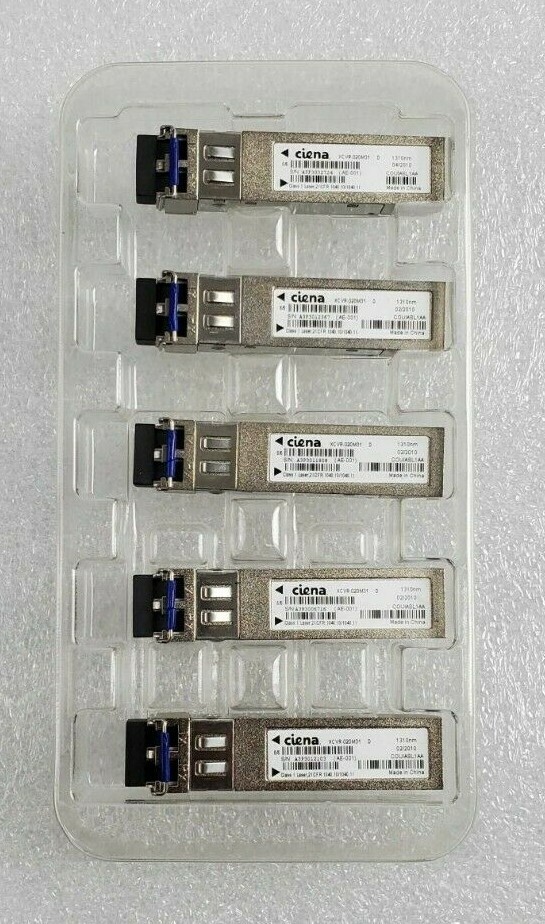 Lot of 5 Ciena XCVR-020M31 COUIASL1AA 1000BASE 1G 20km 1310nm SFP
