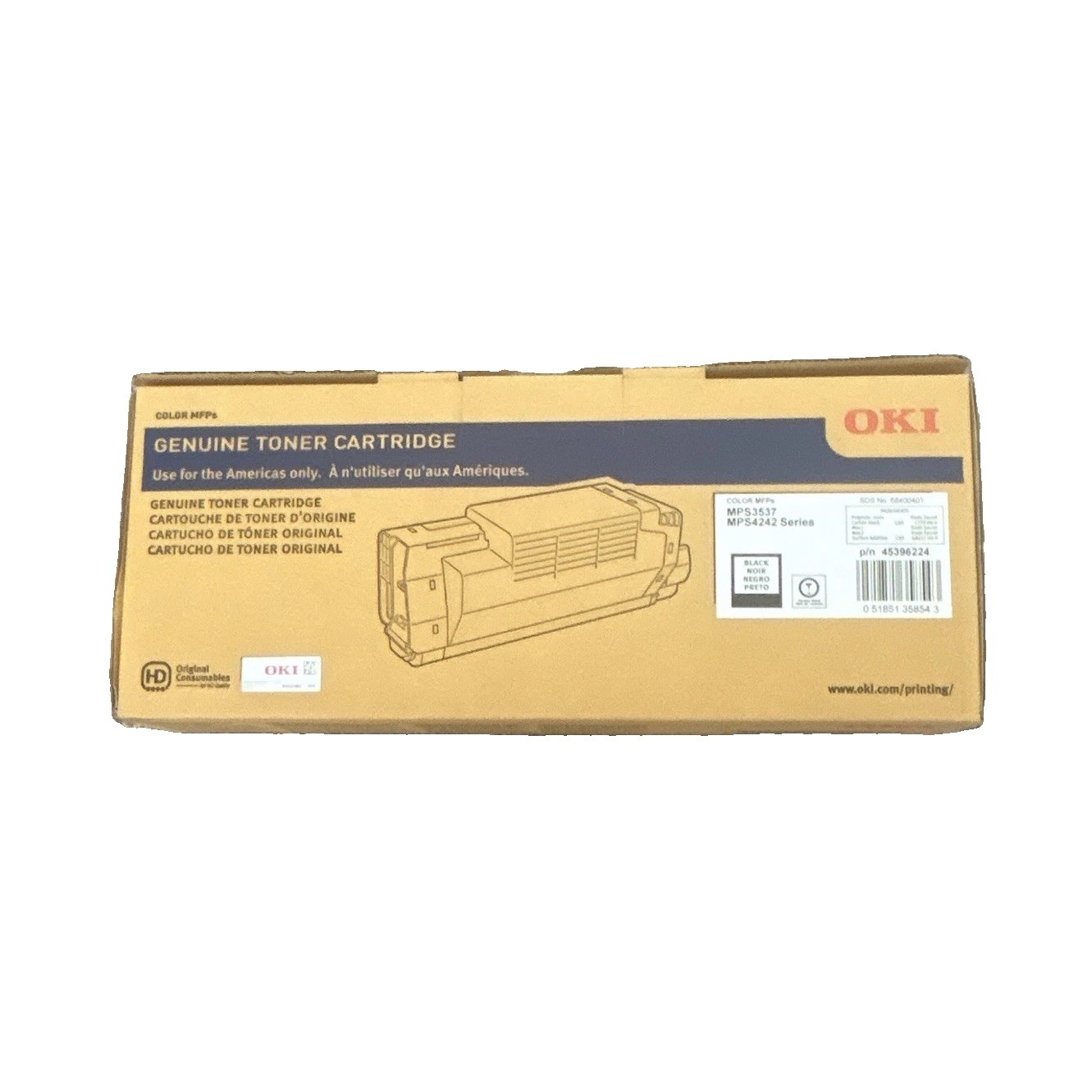 OKI Genuine Original Black Laser Toner Cartridge 45396224 for MPS3537 MPS4242