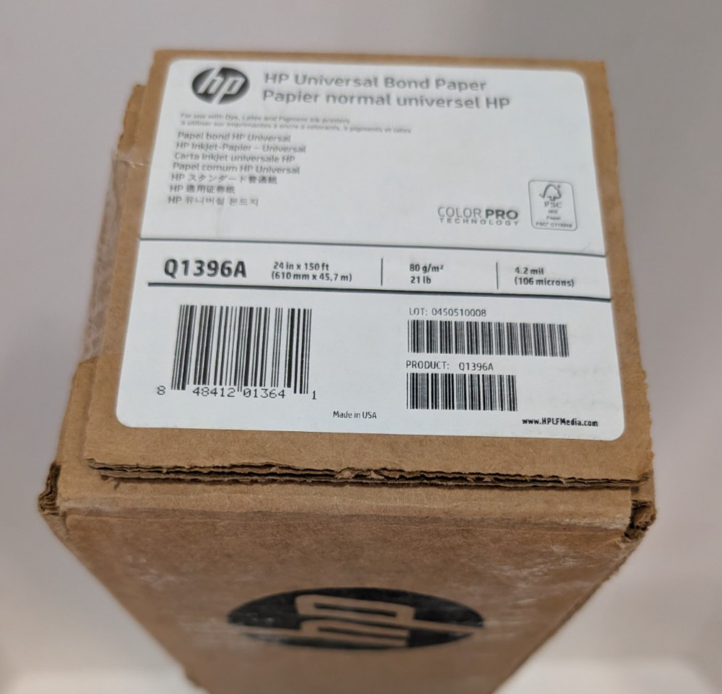 HP Universal Bond Paper Q1396A - 610 mm x 45.7 m (24 in x 150 ft)