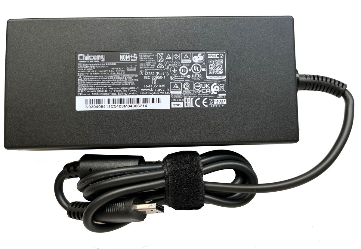 Original Chicony 240W AC Adapter Charger For MSI Stealth GS77 12UGS ADP-240EB D