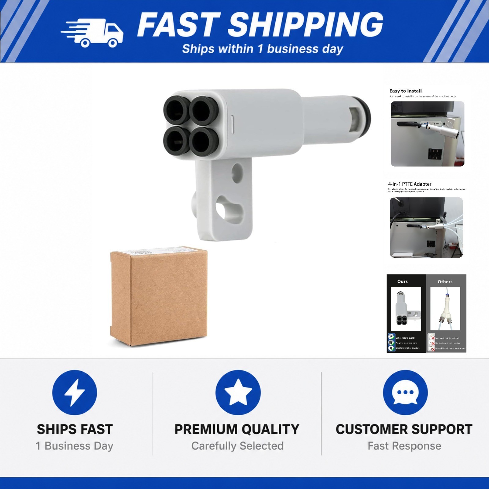 Bamboo 4-in-1 PTFE Adapter, Filament Bowden Tube Expansion Port,AMS Connect 4