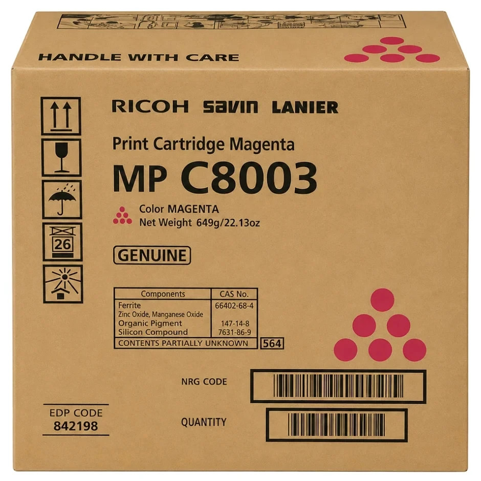 Genuine Ricoh MP C8003 842198 Magenta Toner Print Cartridge OEM