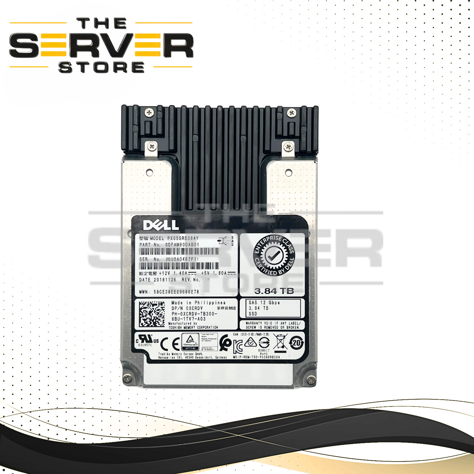 Dell 3.84TB SAS 12G RI 2.5" SSD Toshiba PX05SRB Series PX05SRB384Y 0XCRDV XCRDV