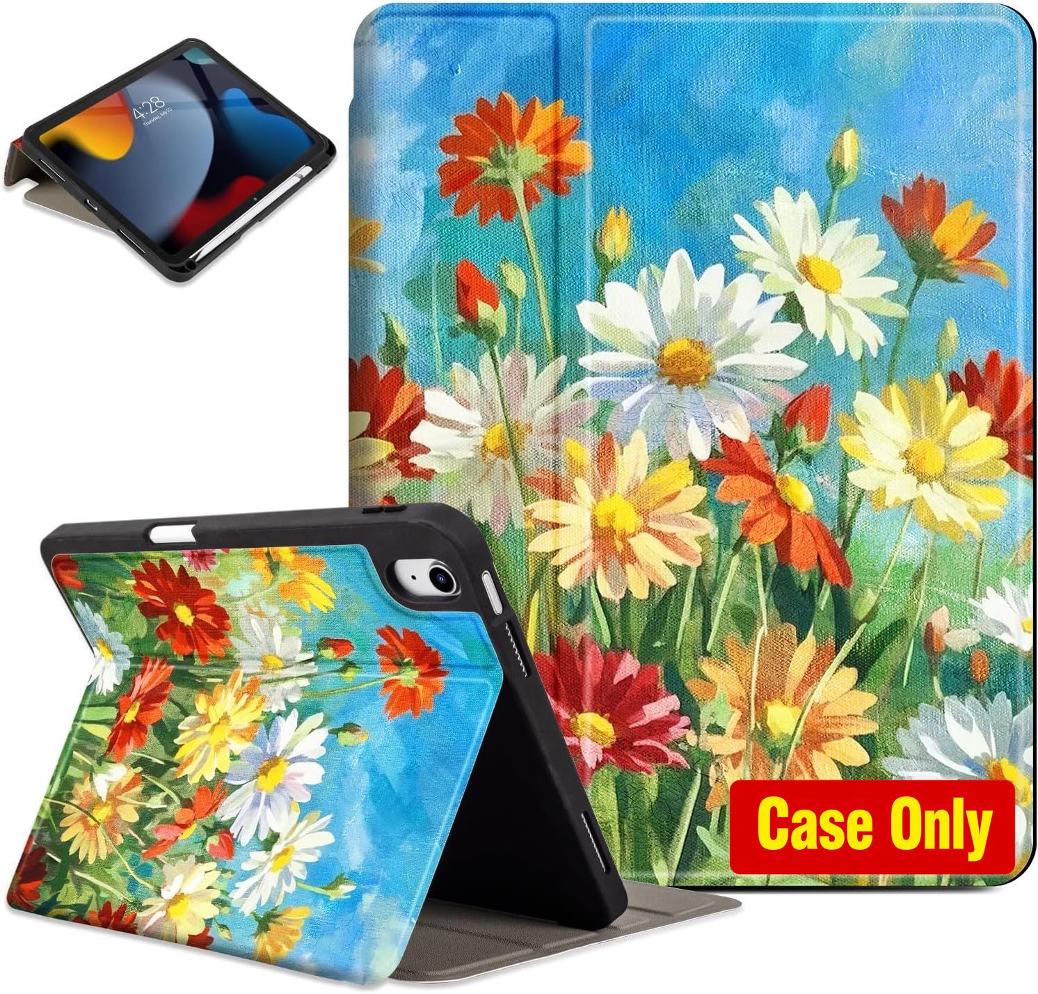 Shockproof Case for iPad 10th Gen & 11th Gen - Colorful Daisy Pattern Design