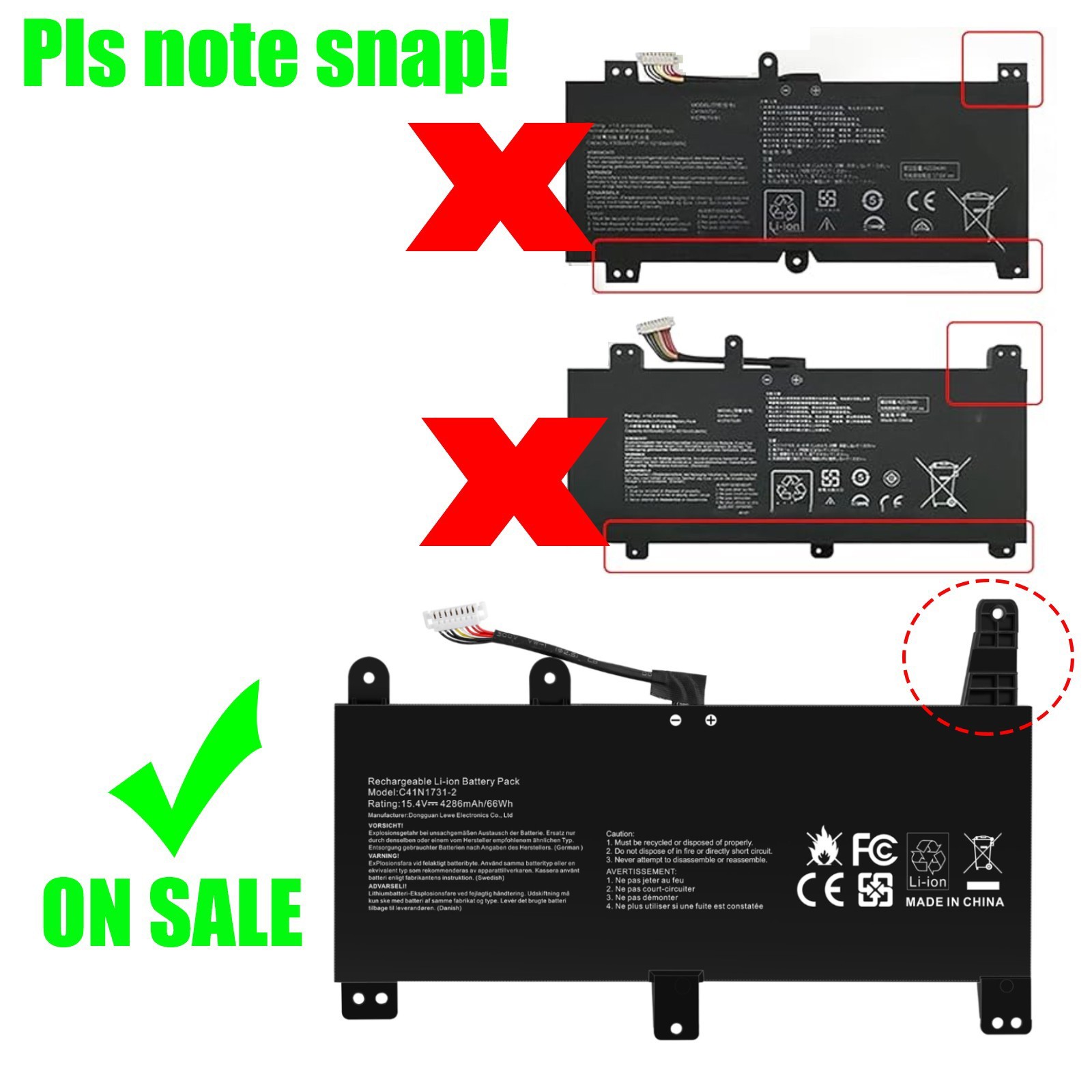 C41N1731-2 Battery For ASUS ROG Strix G17 G712LU G731G 17 G732LW G531GU G512LU