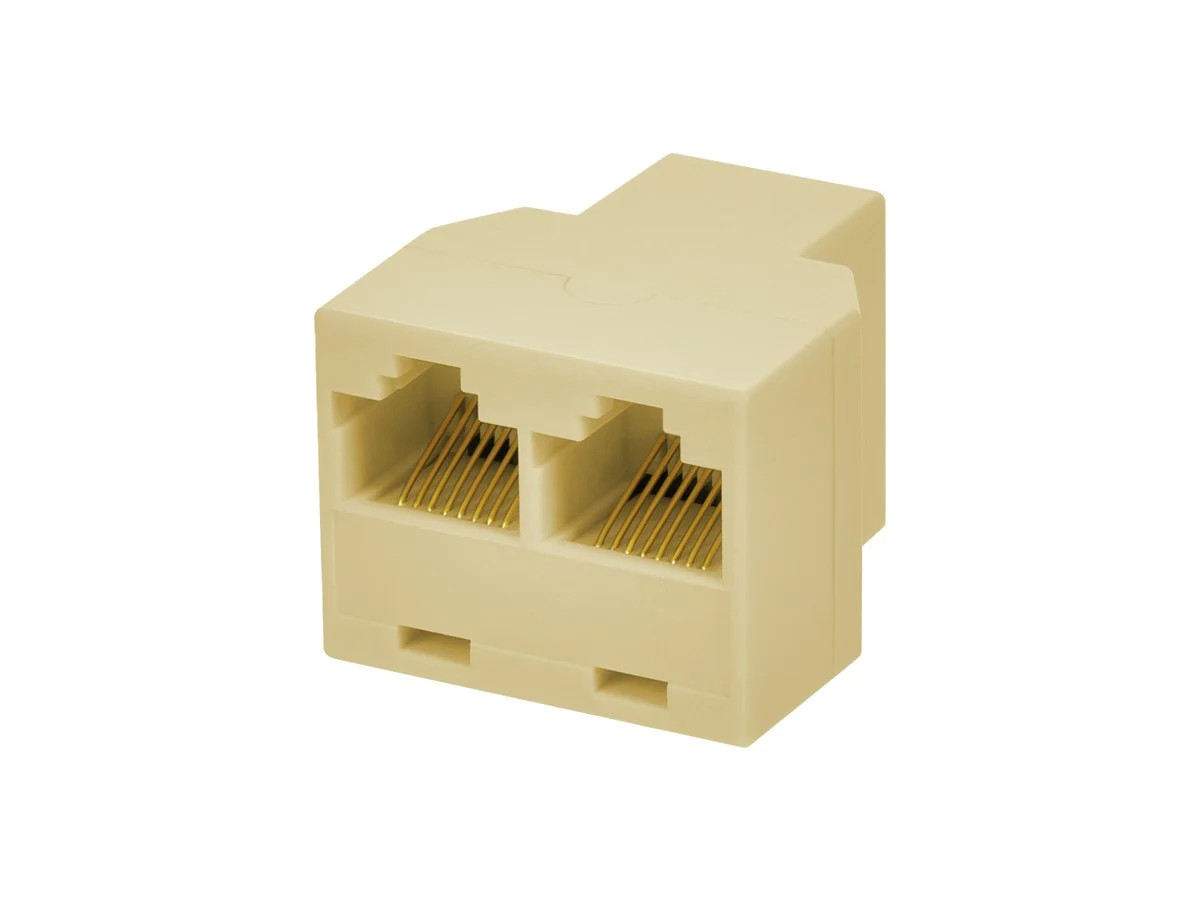Monoprice RJ45 8P8C Modular T-Adapter Female to 2x Female, Straight, Beige