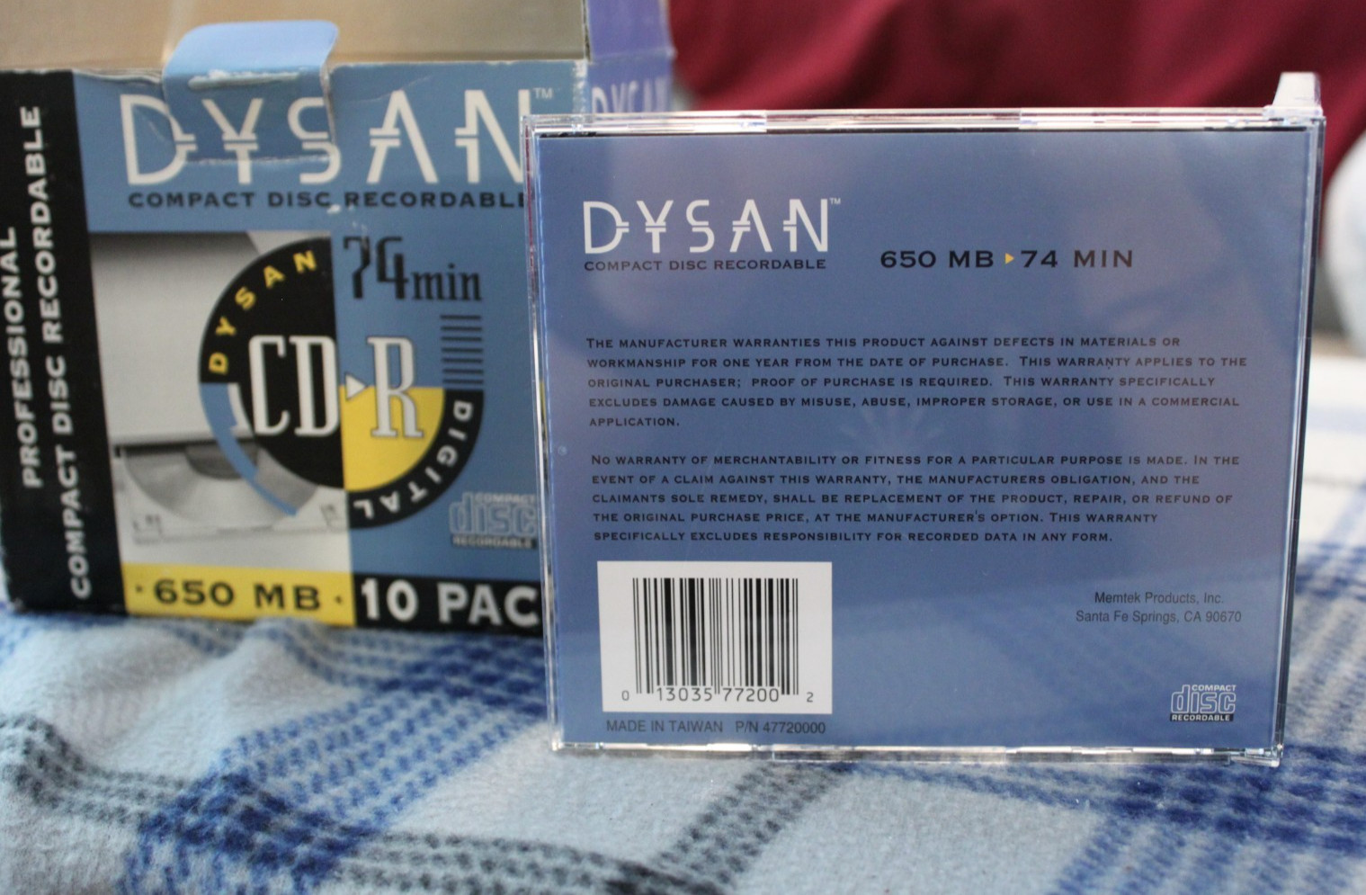 New Dysan CD-R 650MB 74 Min. Recordable Compact Discs in original box, 10pc