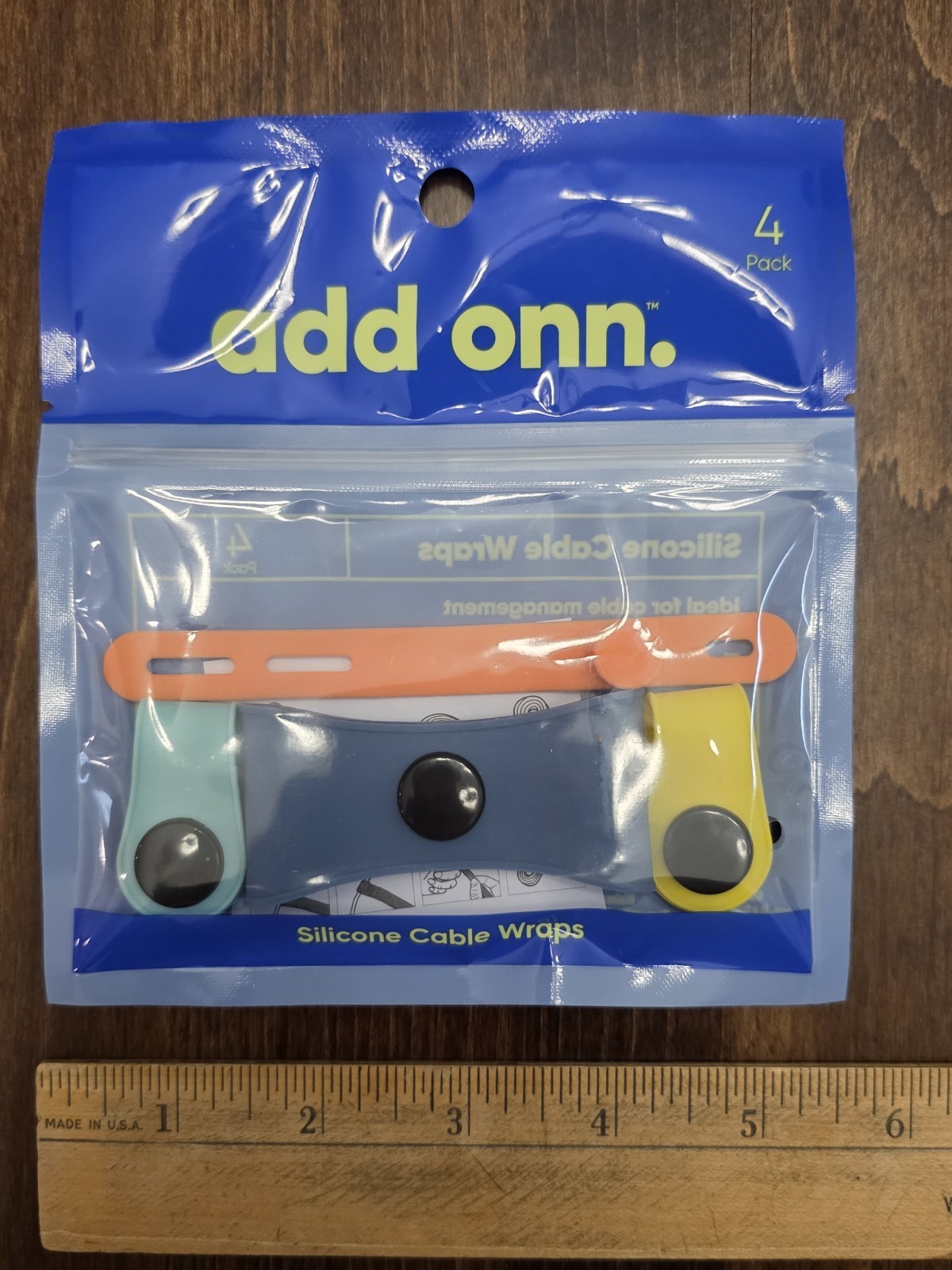 New BOX of 6 Add Onn Silicone Reusable Cable Wraps -4 pk Stylish Silicone Rubber