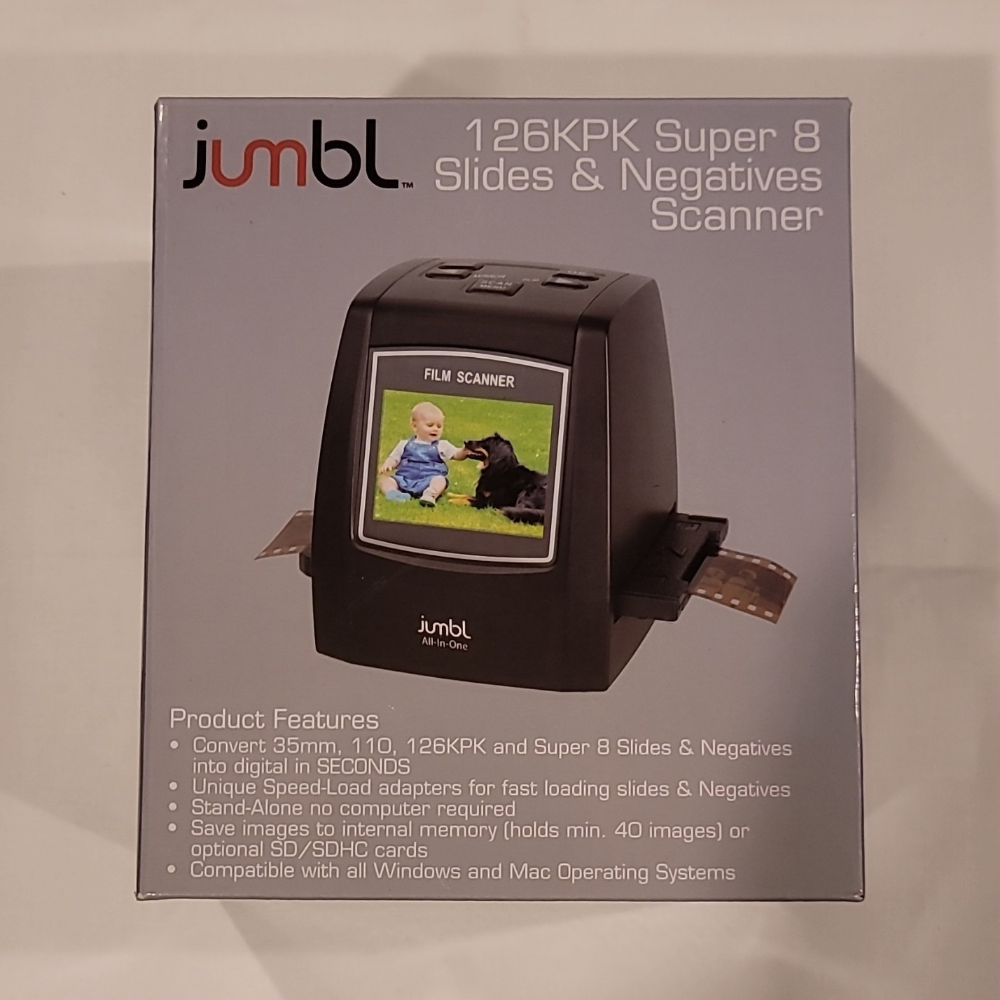Jumbl 126KPK Slide & Film Scanner 4000dpi USB LCD Standalone 35mm/110/S8