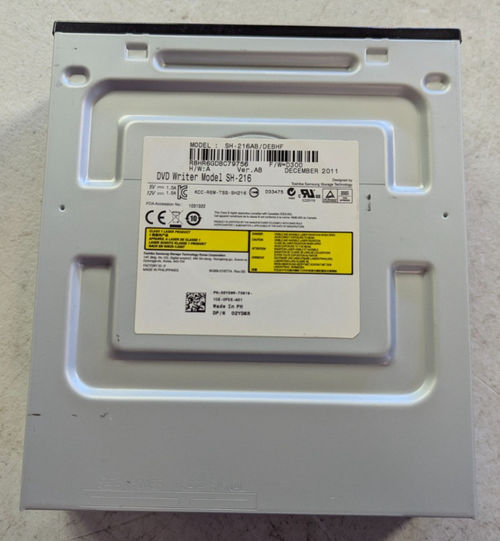 TSST SH-216AB/DEBHF Dell 02YD8R SATA DVD Writer 5.25" Internal Optical Drive