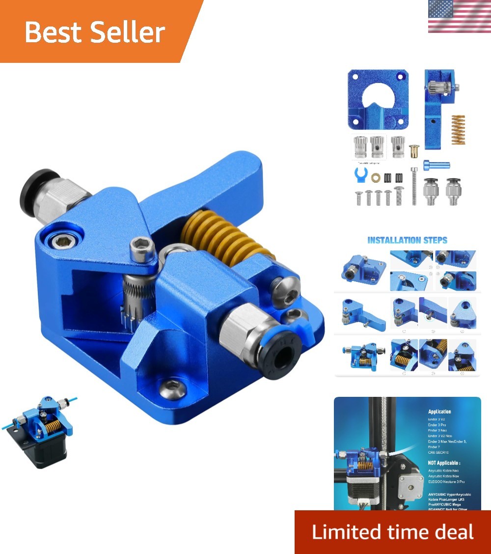 3D Printer Extruder for Ender 3 Dual Gear Filament Bowden Extruder, Aluminum